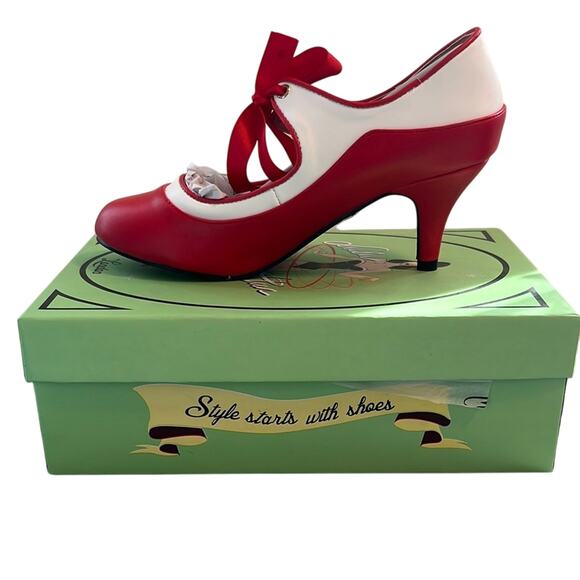 Lulu Hun London Shoes - Lulu Hun London Jeanie High Heel Red and White Size 7 eu 38 UK 5